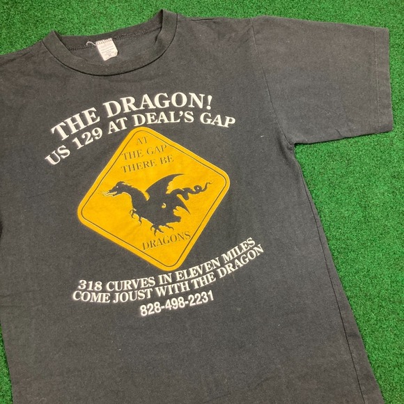 J. DEEZ TEES Other - Vintage The Dragon Deals Gap Shirt Mens M Black Motorcycle Smoky Mountains 80s